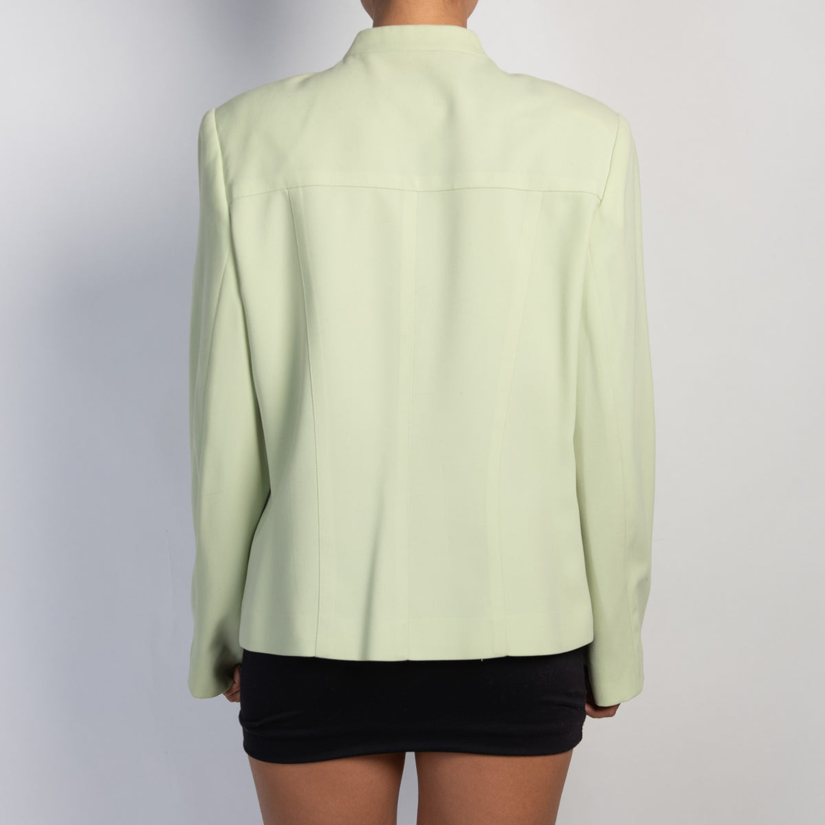 GREEN COLLARLESS BLAZER