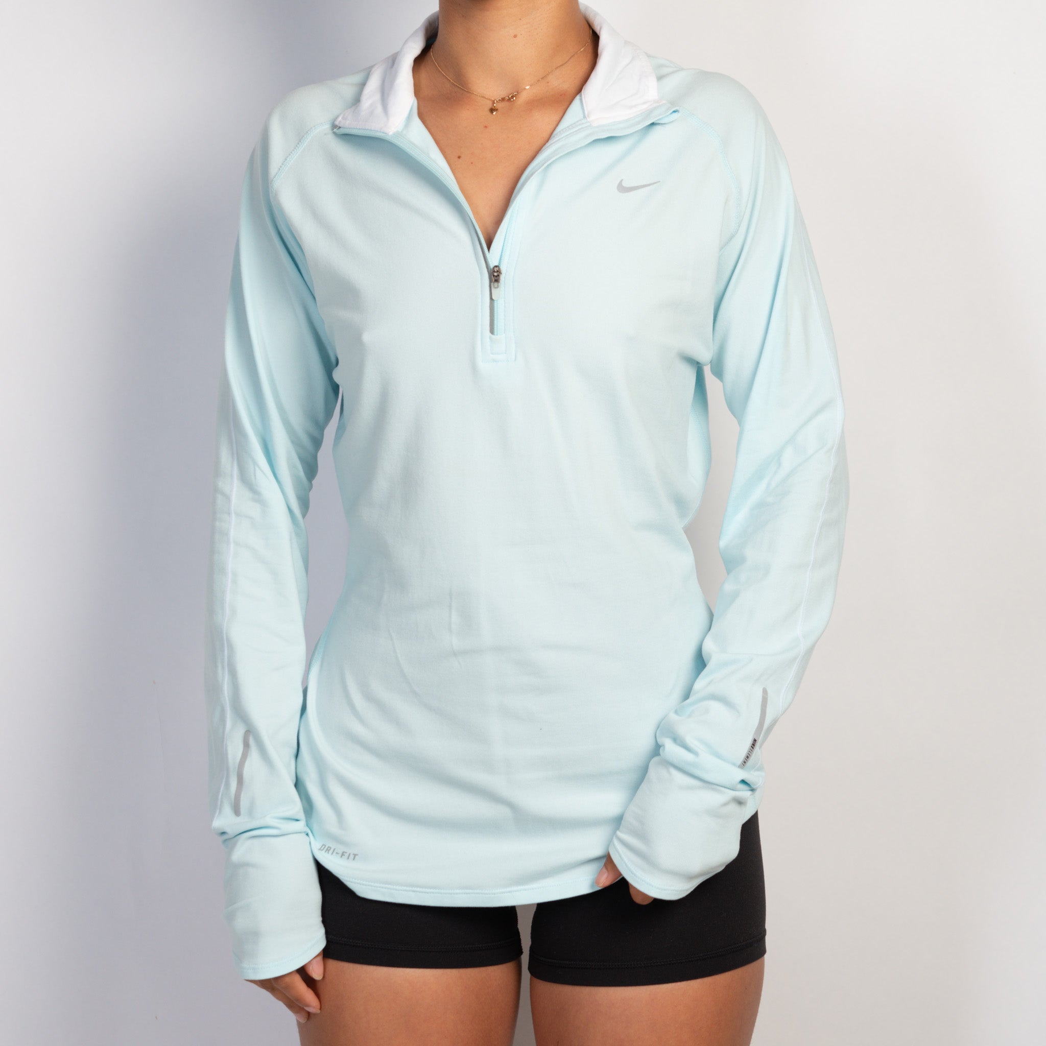 BLUE ZIP NYLON TOP