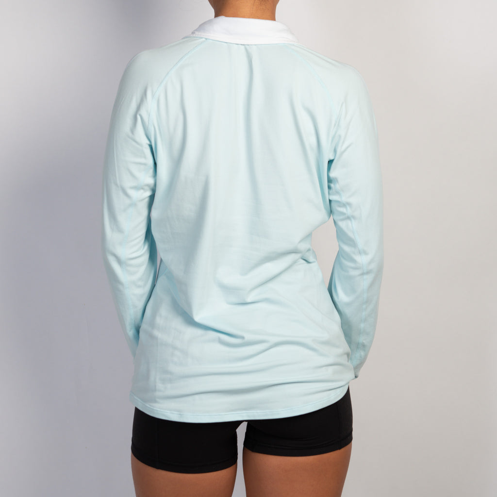 BLUE ZIP NYLON TOP