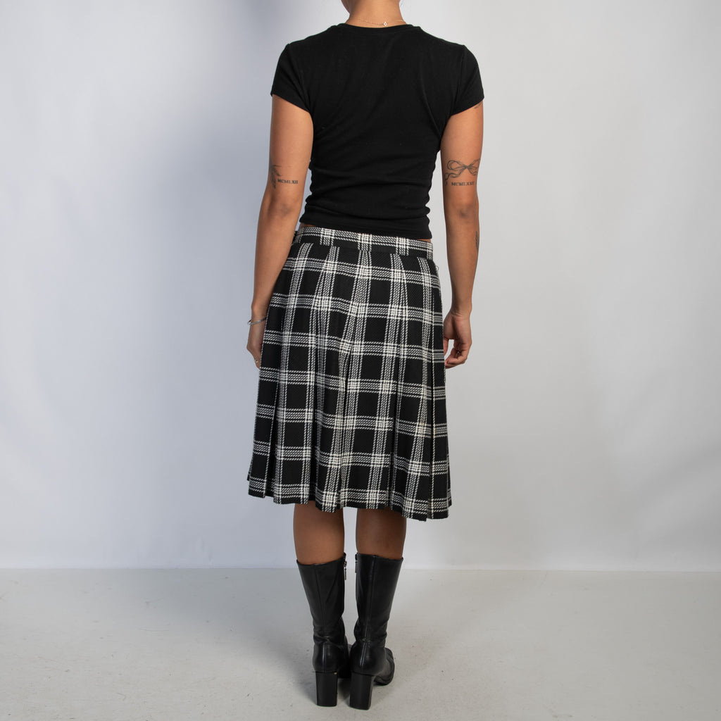 B&W PLEAT MIDI SKIRT