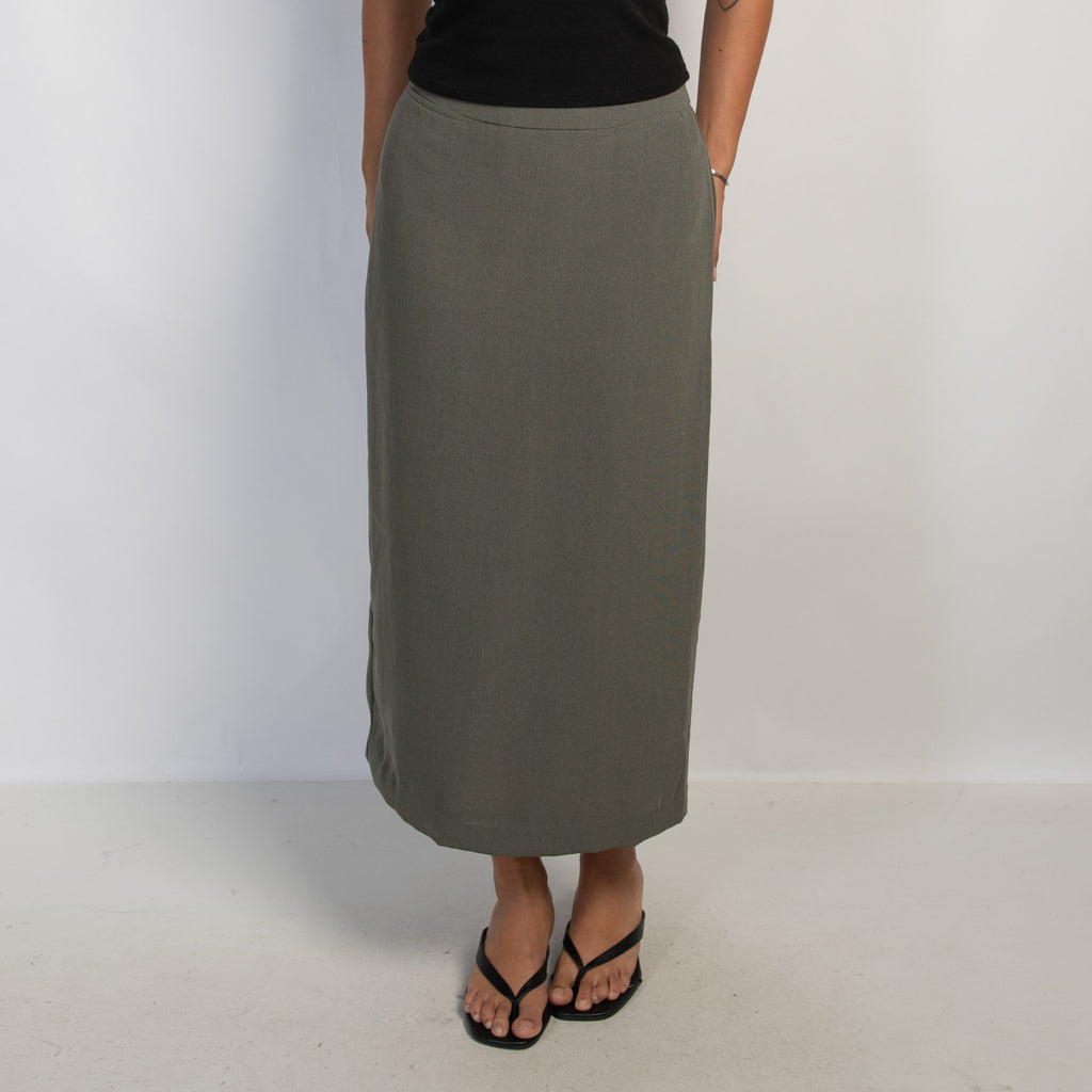 KHAKI MIDI SKIRT
