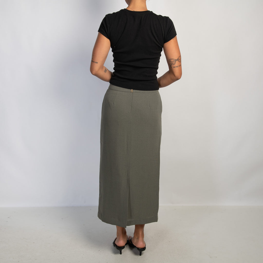 KHAKI MIDI SKIRT