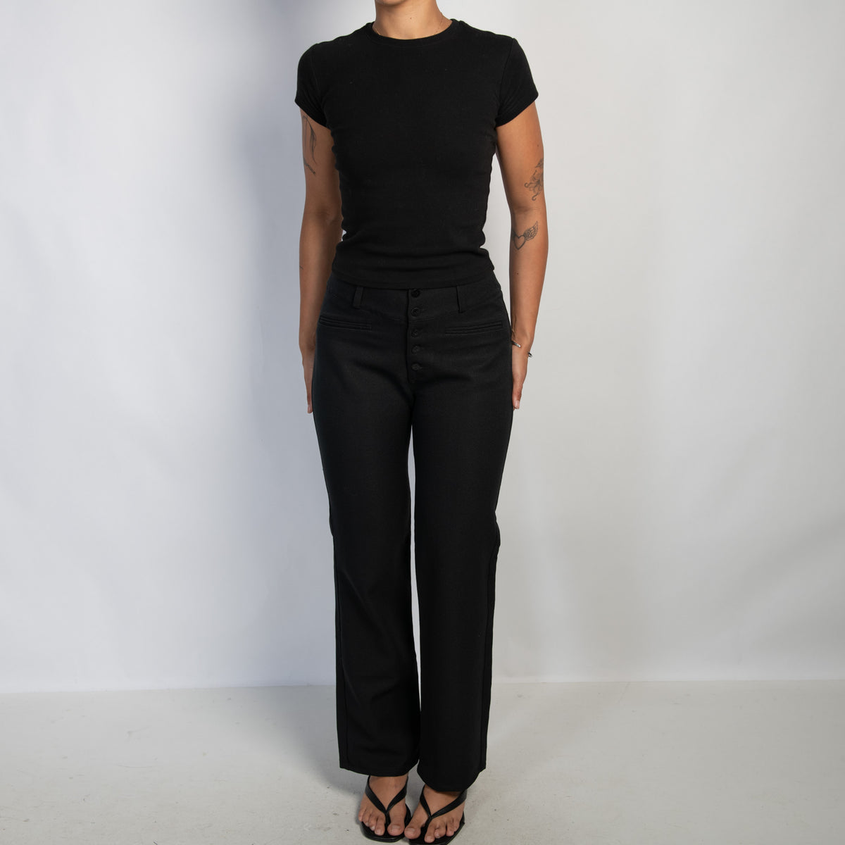 BLACK STRAIGHT LEG PANTS