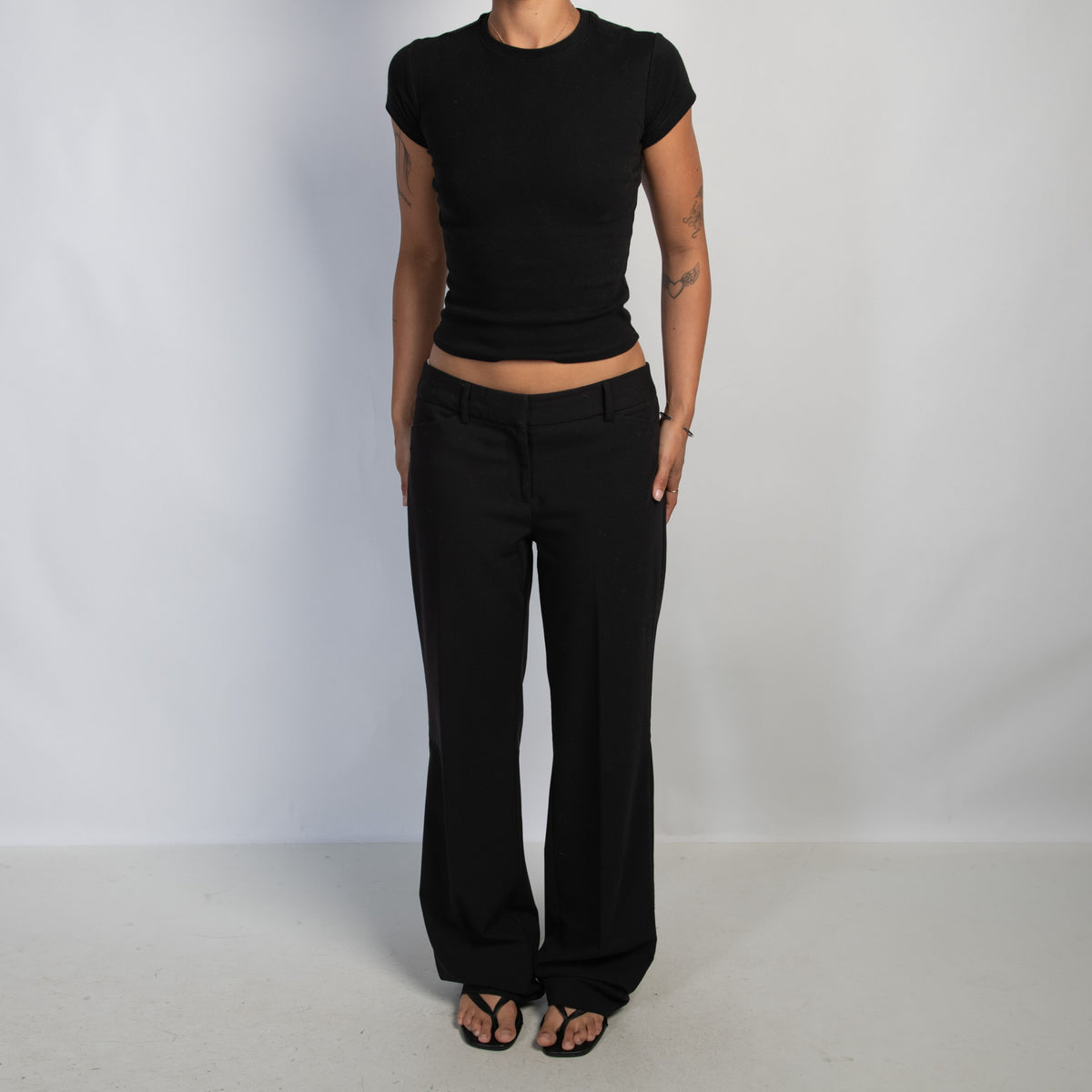 BLACK STRAIGHT LEG PANTS