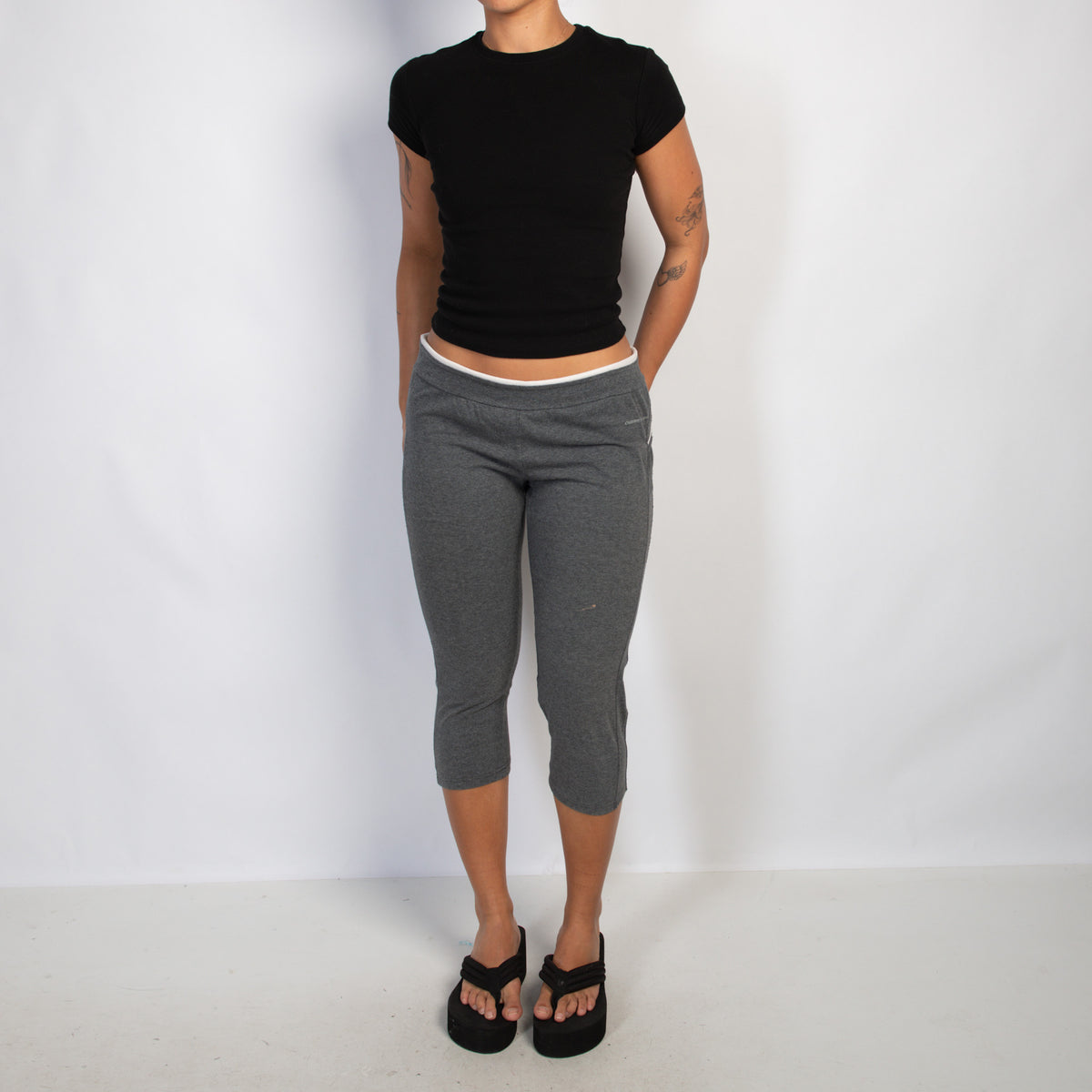 GREY COTTON CROP TIGHTS