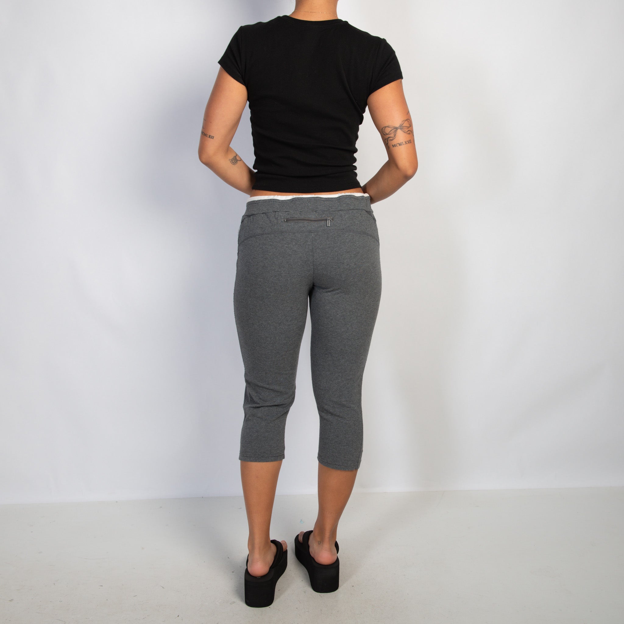GREY COTTON CROP TIGHTS