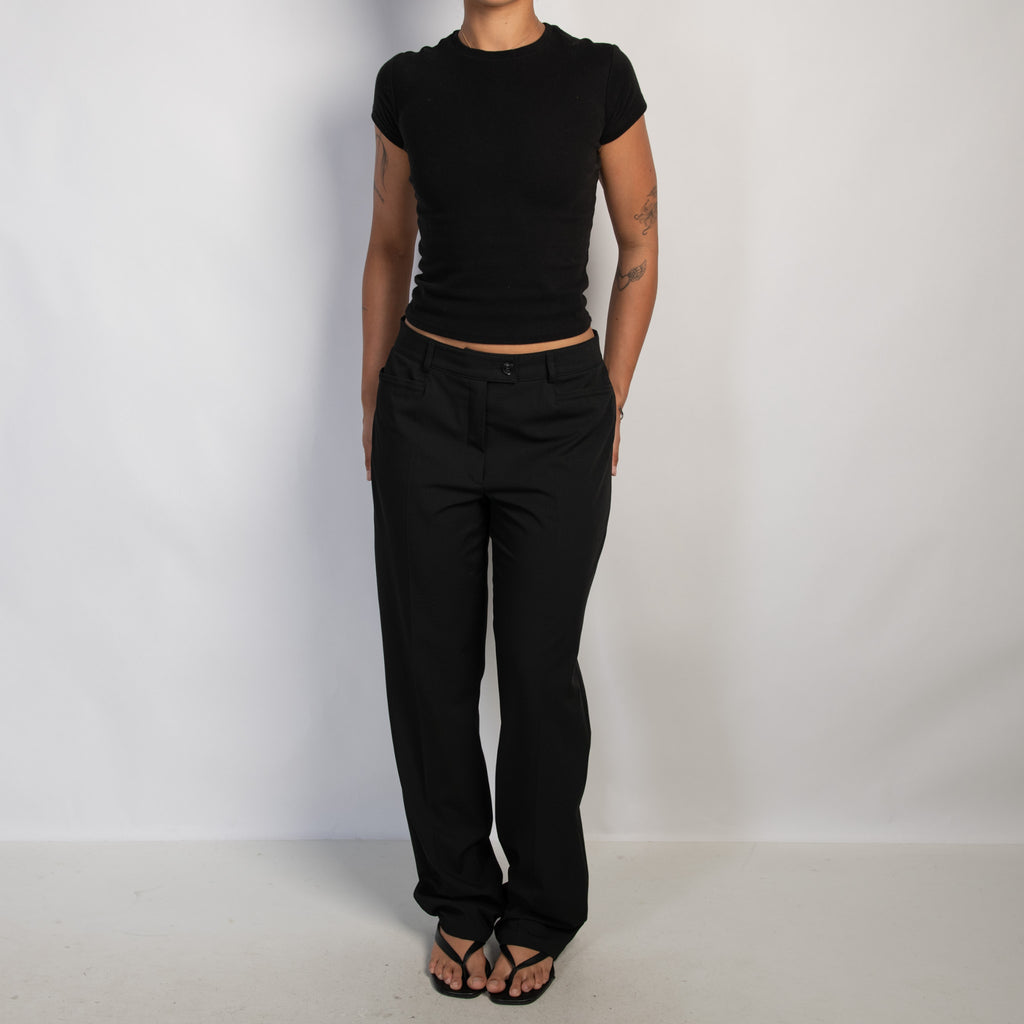 BLACK STRAIGHT LEG PANTS
