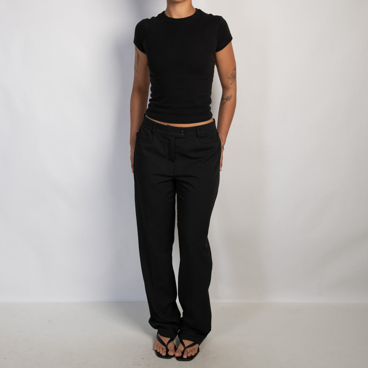 BLACK STRAIGHT LEG PANTS