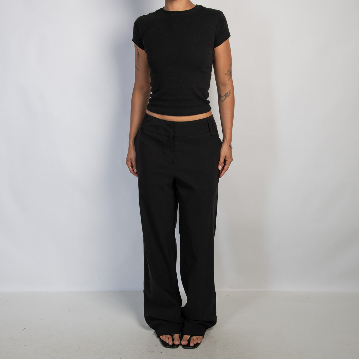 BLACK WIDE LEG PANTS