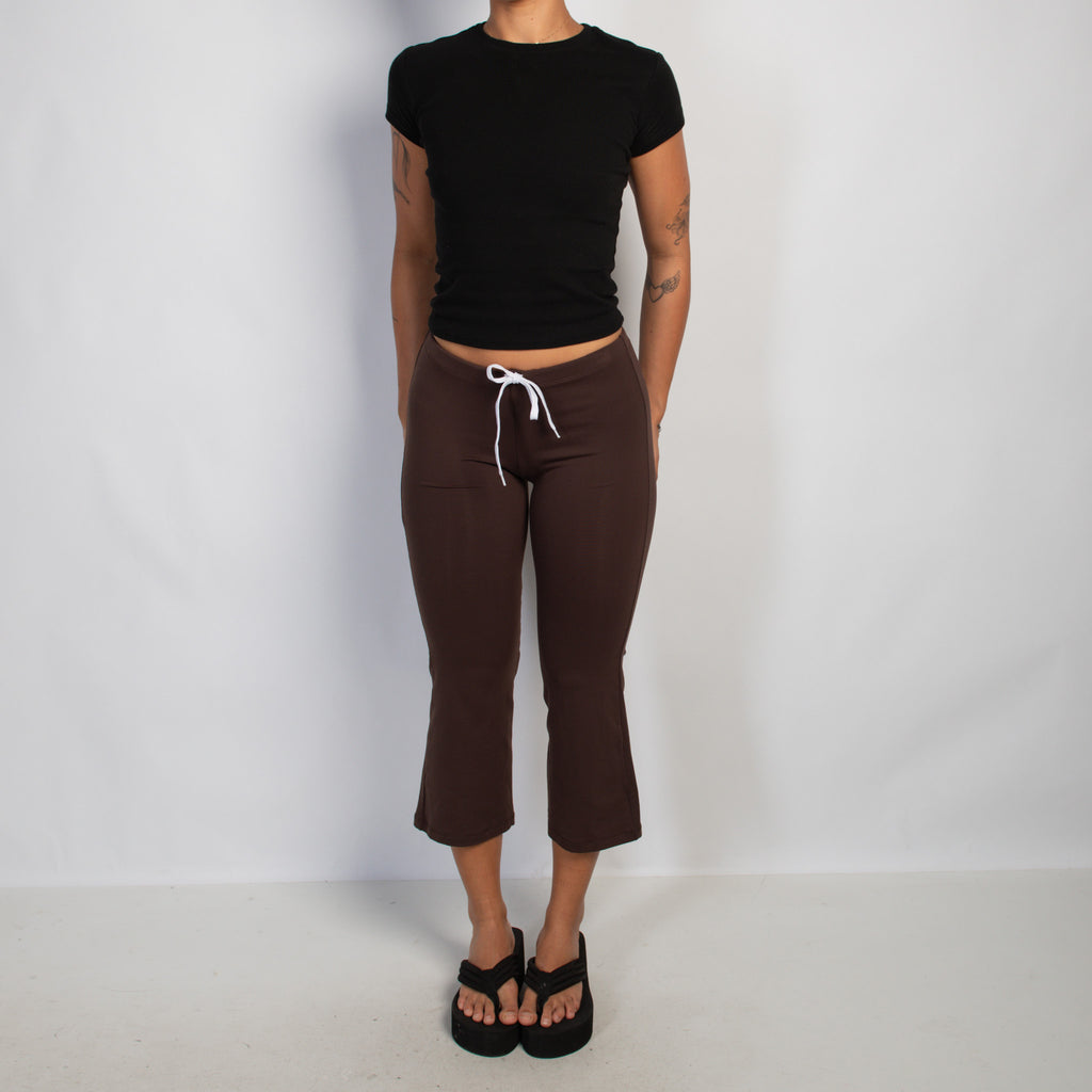 BROWN FLARE CROP TIGHTS