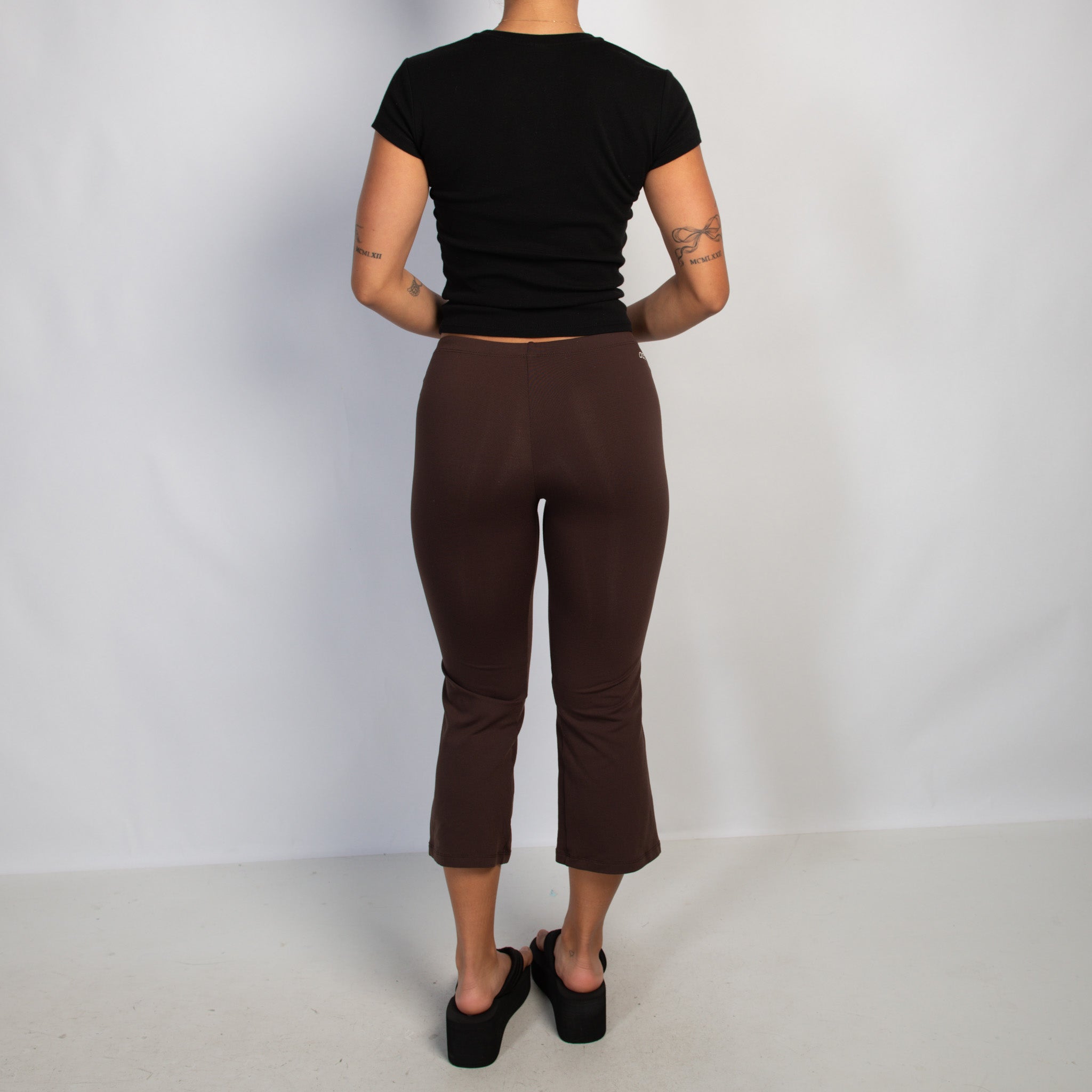 BROWN FLARE CROP TIGHTS
