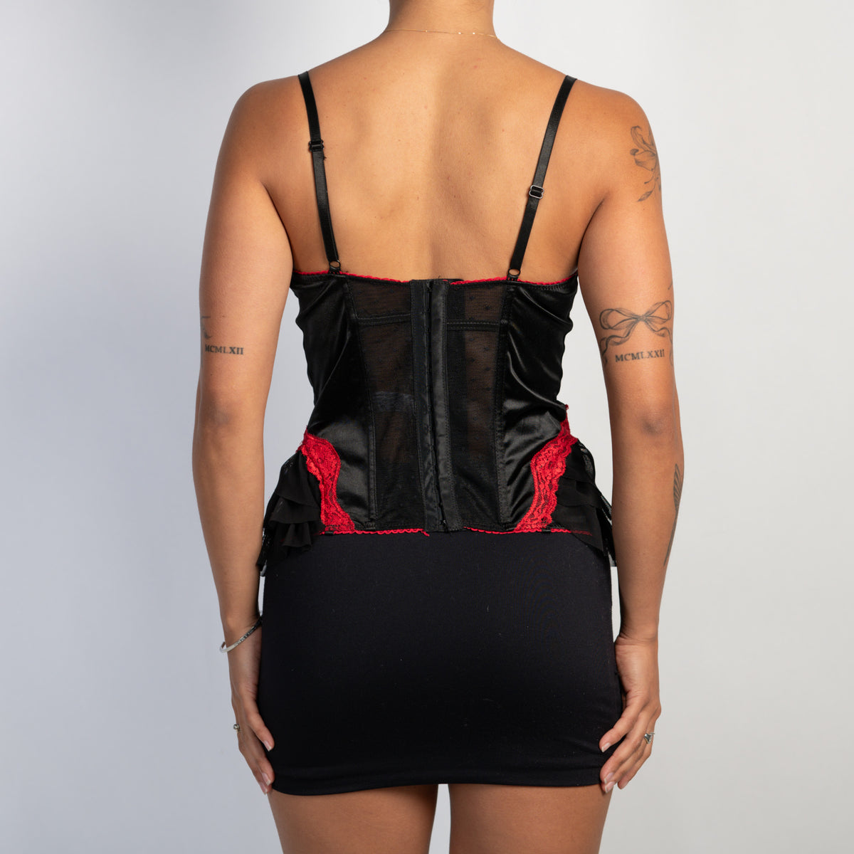RED LACE TRIM BUSTIER