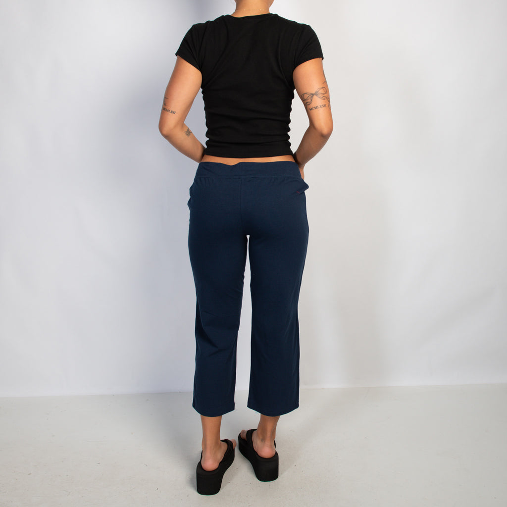NAVY CROP KICK FLARE PANTS