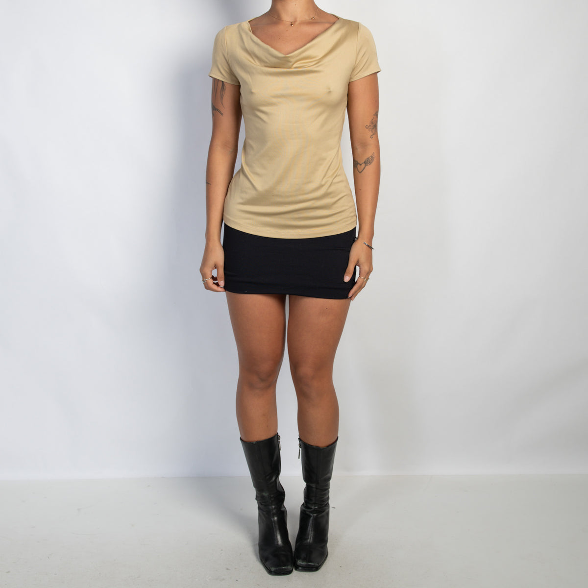 TAN COWL NECK TOP