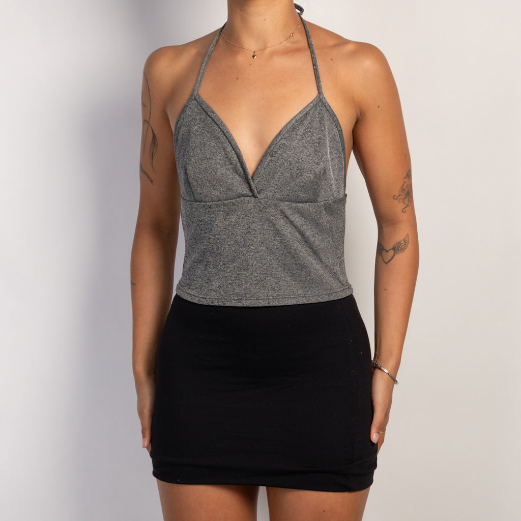 GREY HALTER CROP TOP