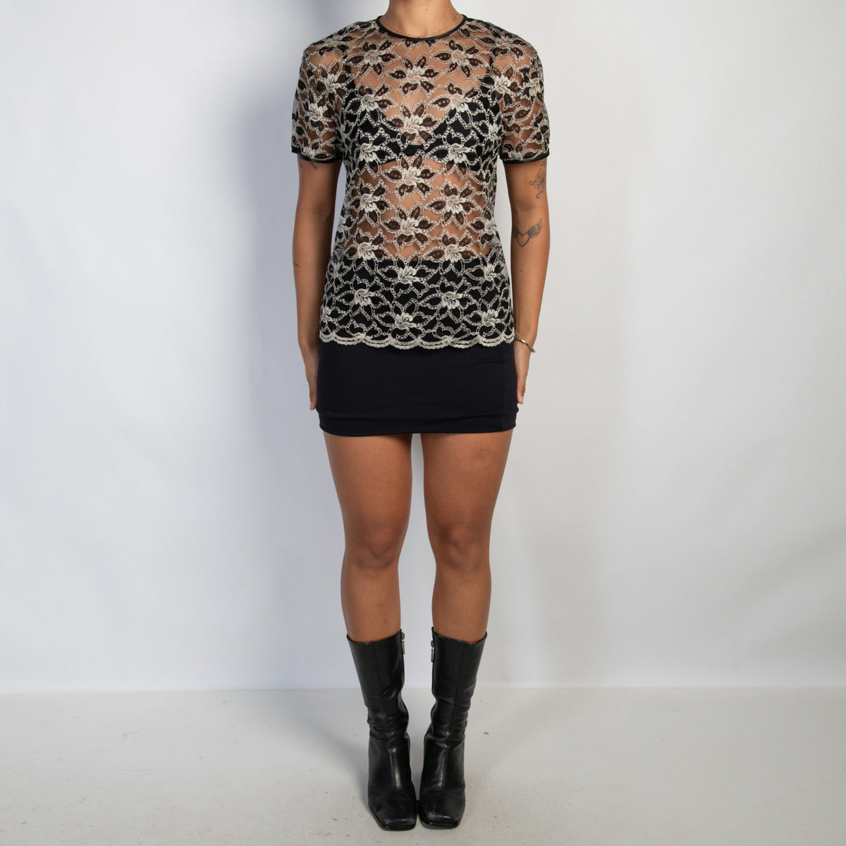 BLACK SHEER LACE TOP