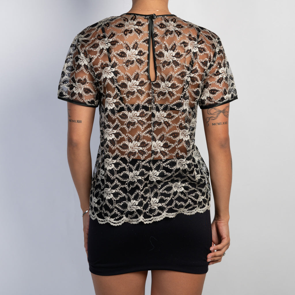 BLACK SHEER LACE TOP