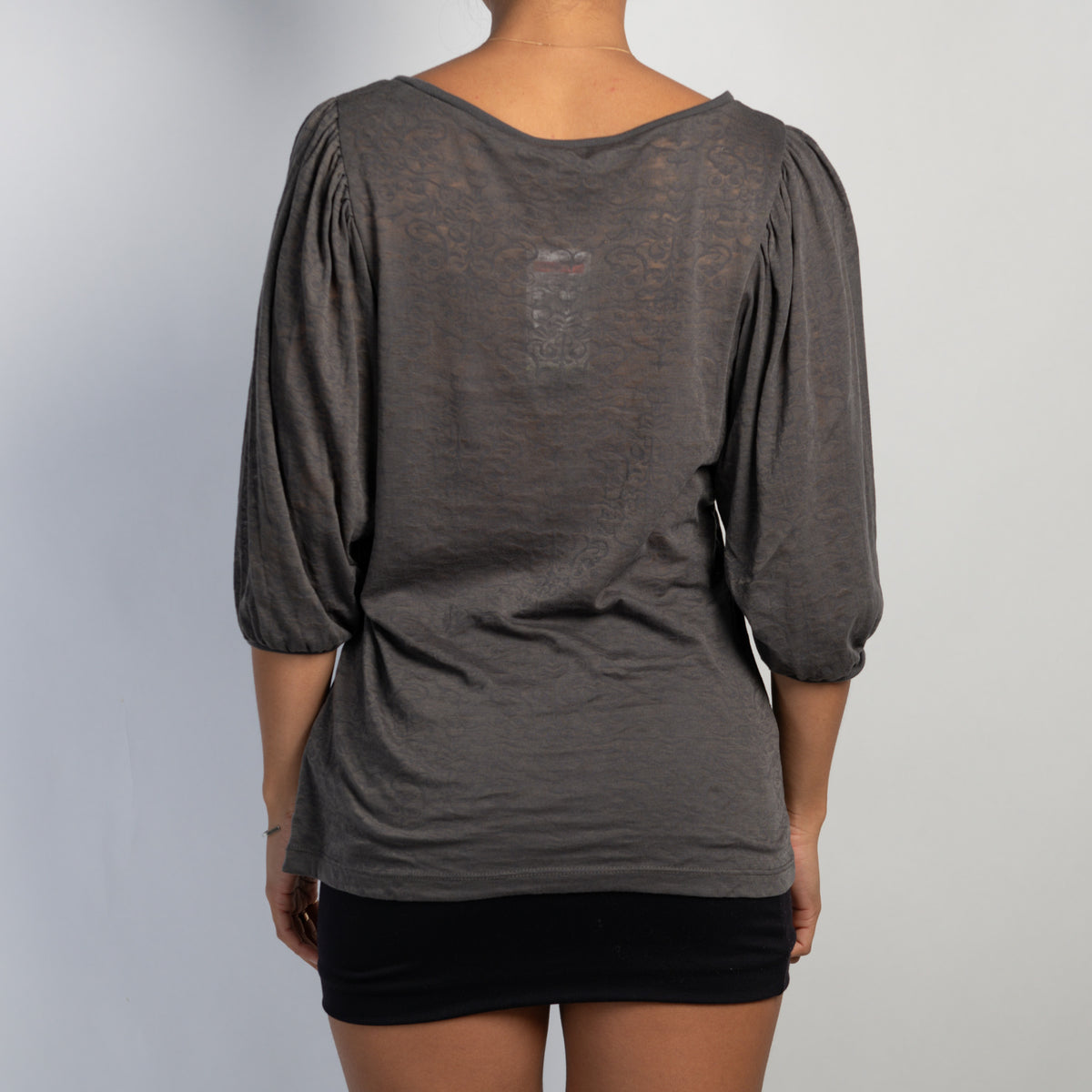 GREY PUFF SLEEVE TOP