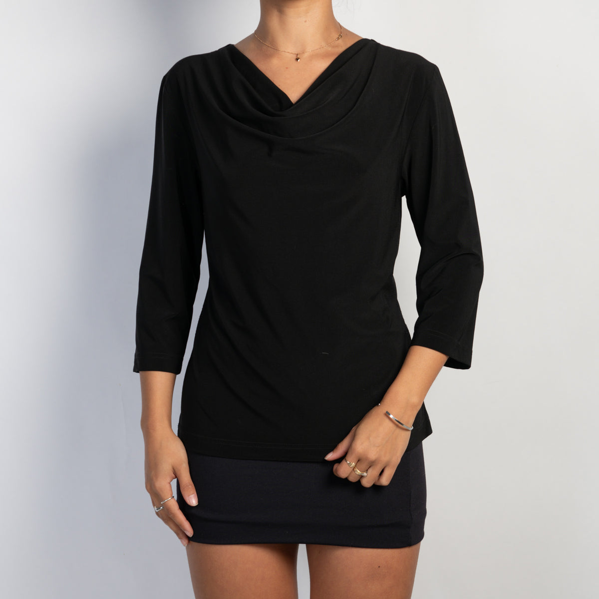 BLACK COWL NECK TOP