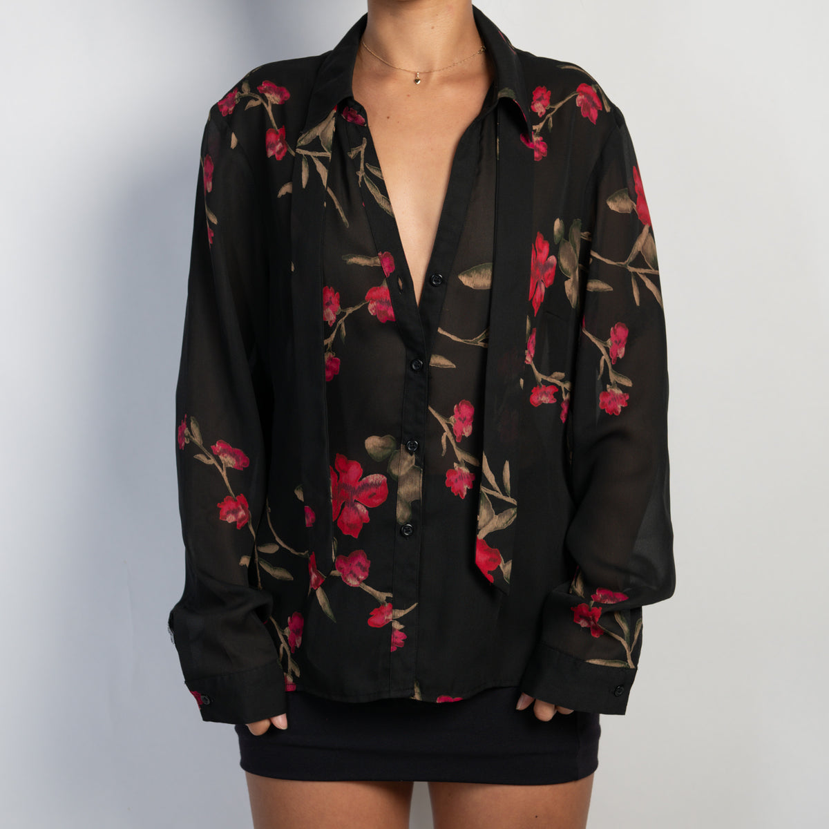 SHEER FLORAL BLOUSE