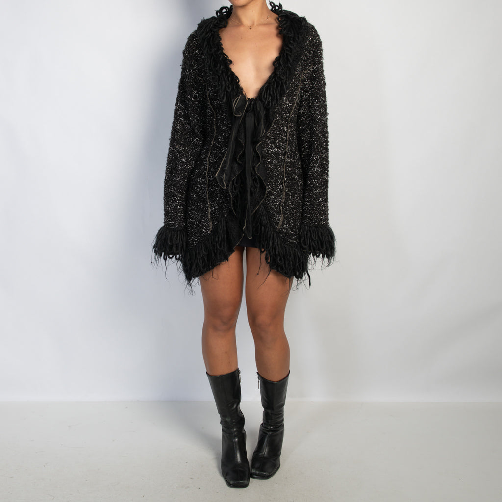 BLACK SHAGGY CARDIGAN