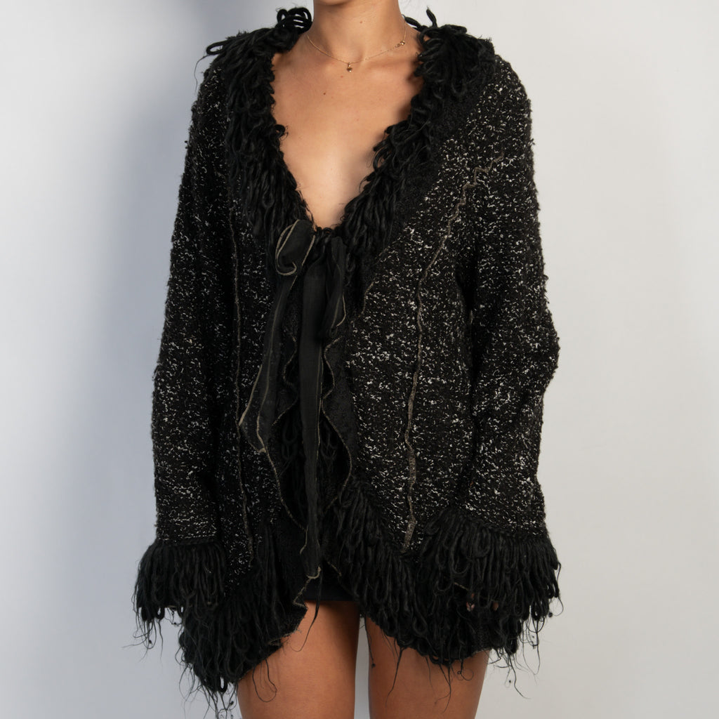 BLACK SHAGGY CARDIGAN