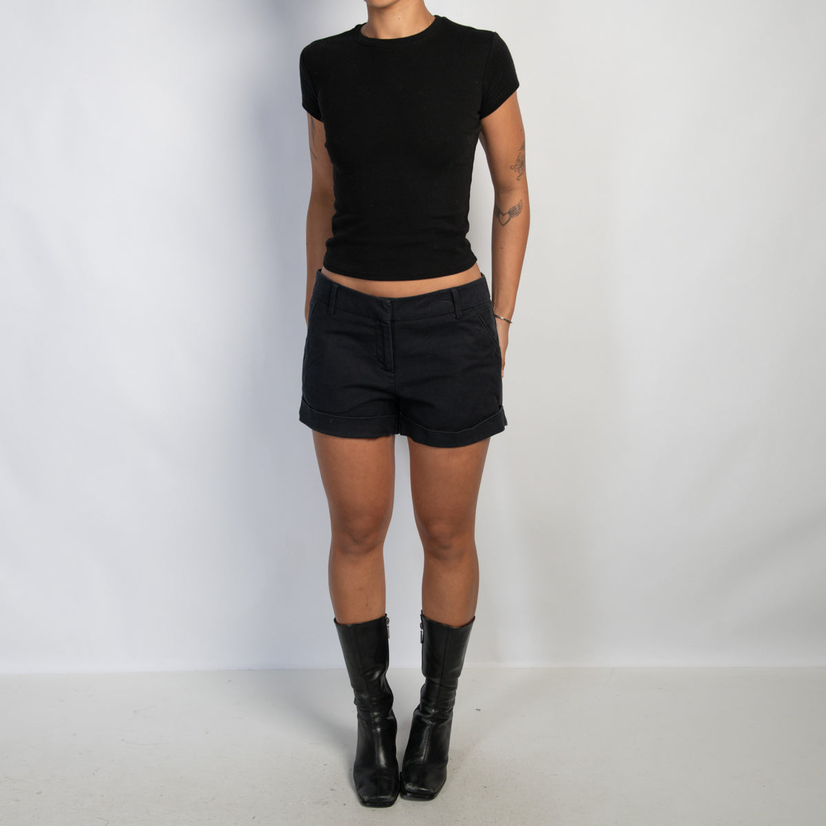 BLACK COTTON SHORTS