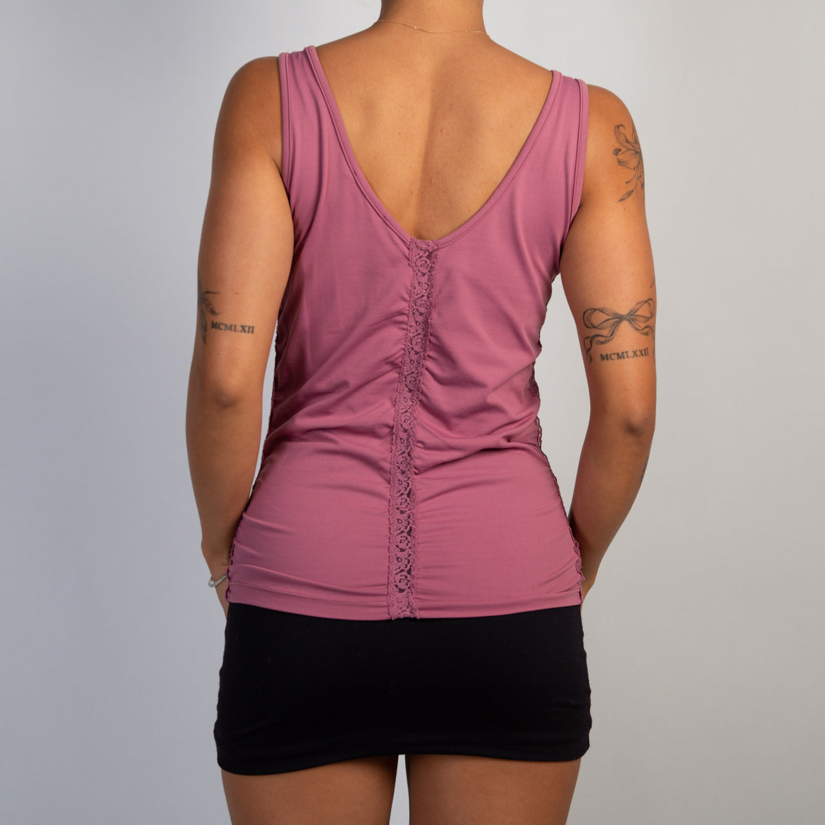 PINK LACE TRIM TANK TOP