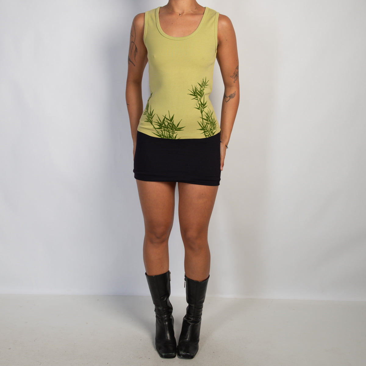 GREEN COTTON TANK TOP
