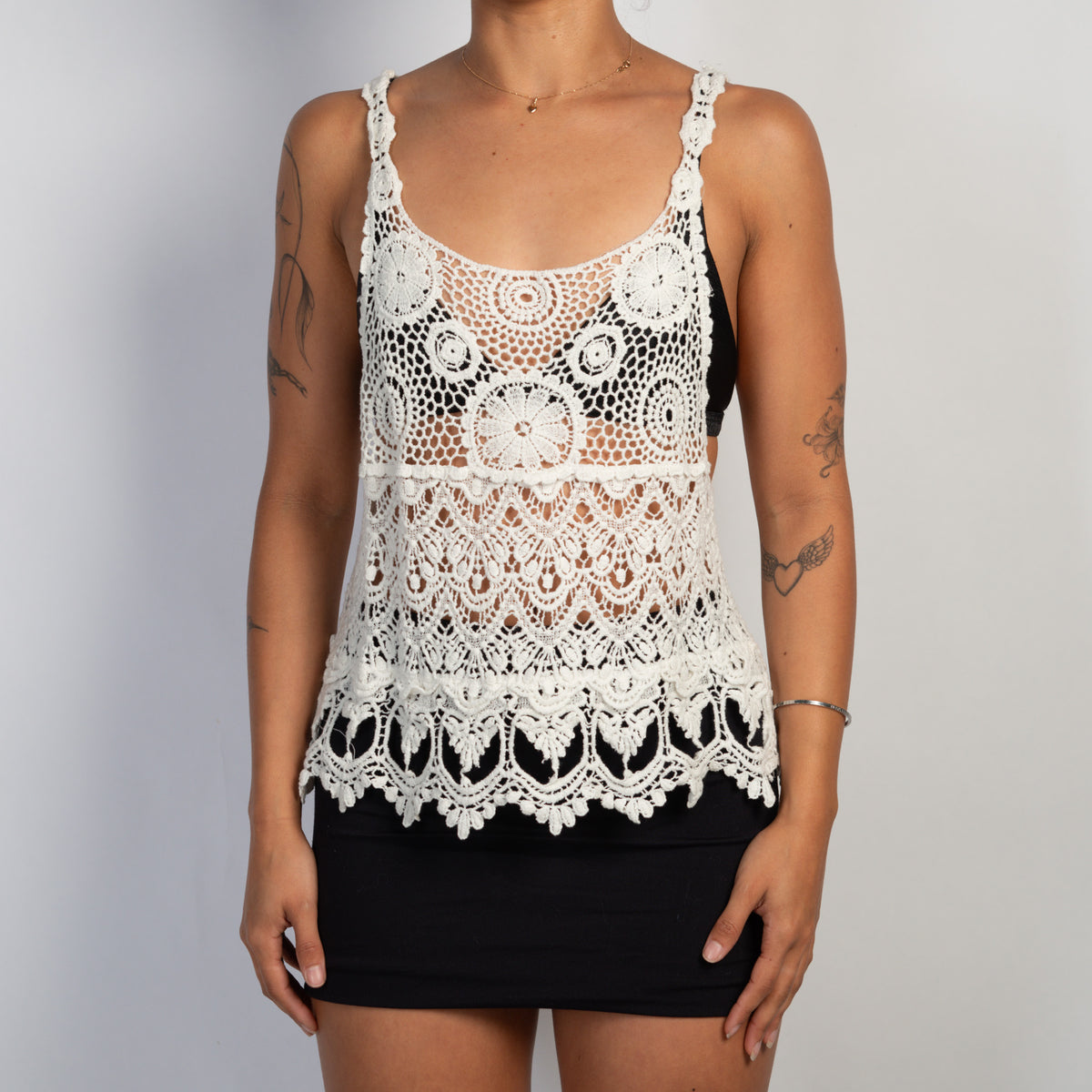 WHITE CROCHET TANK TOP
