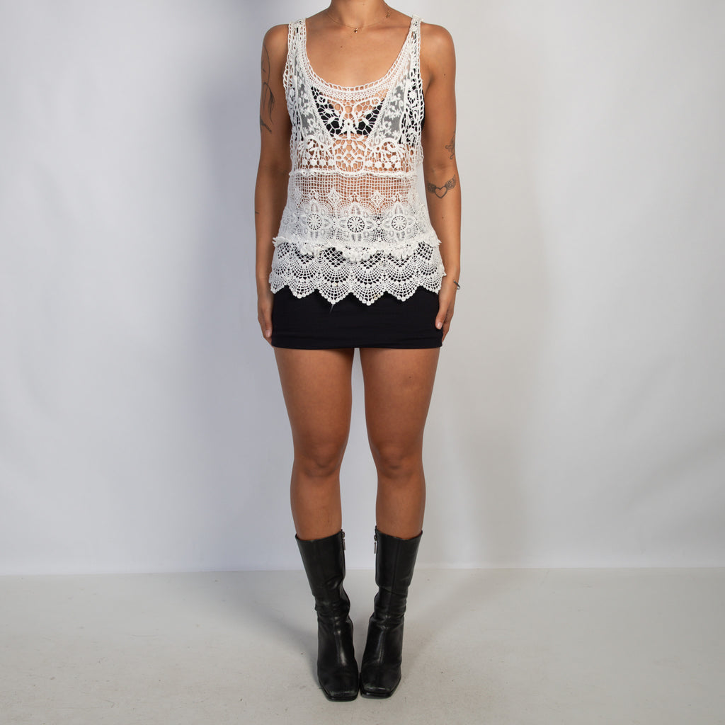 WHITE CROCHET TANK TOP