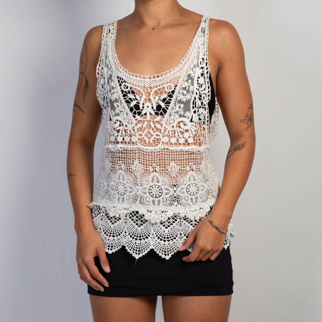 WHITE CROCHET TANK TOP