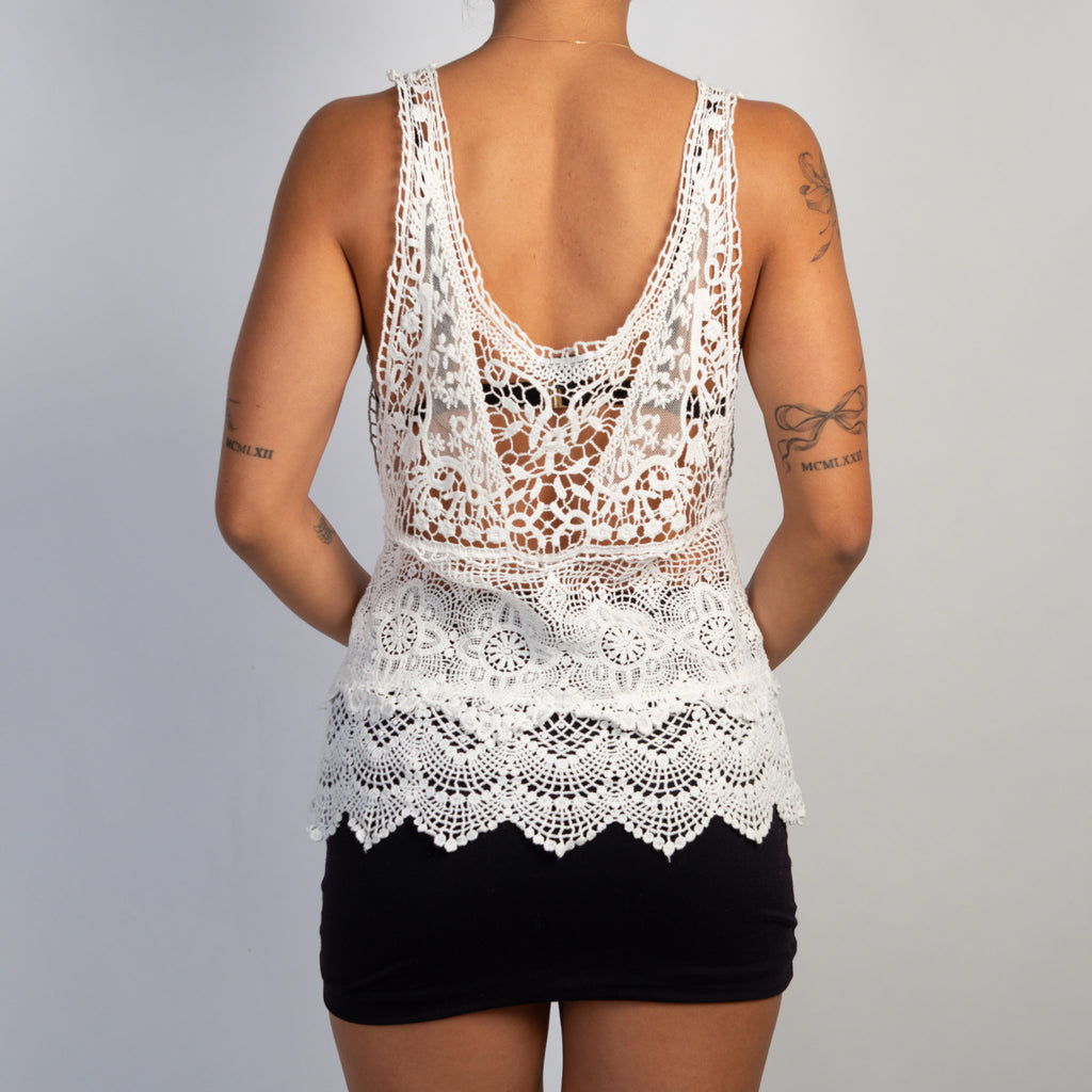 WHITE CROCHET TANK TOP