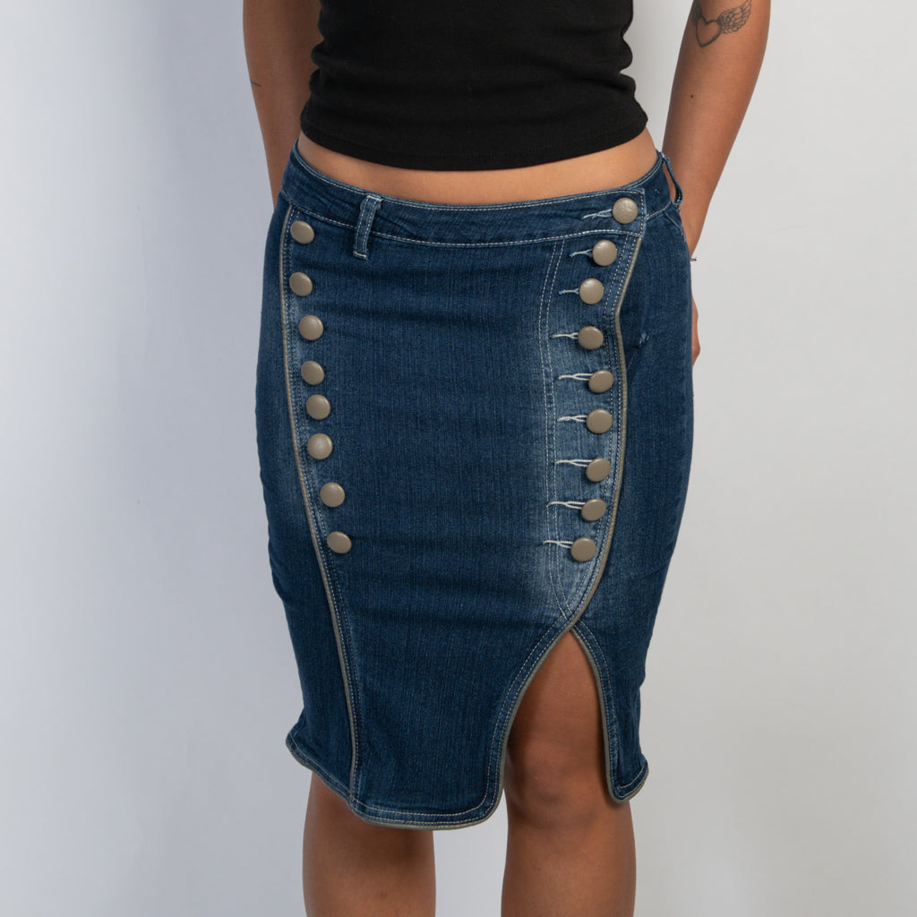 DENIM BUTTON SKIRT