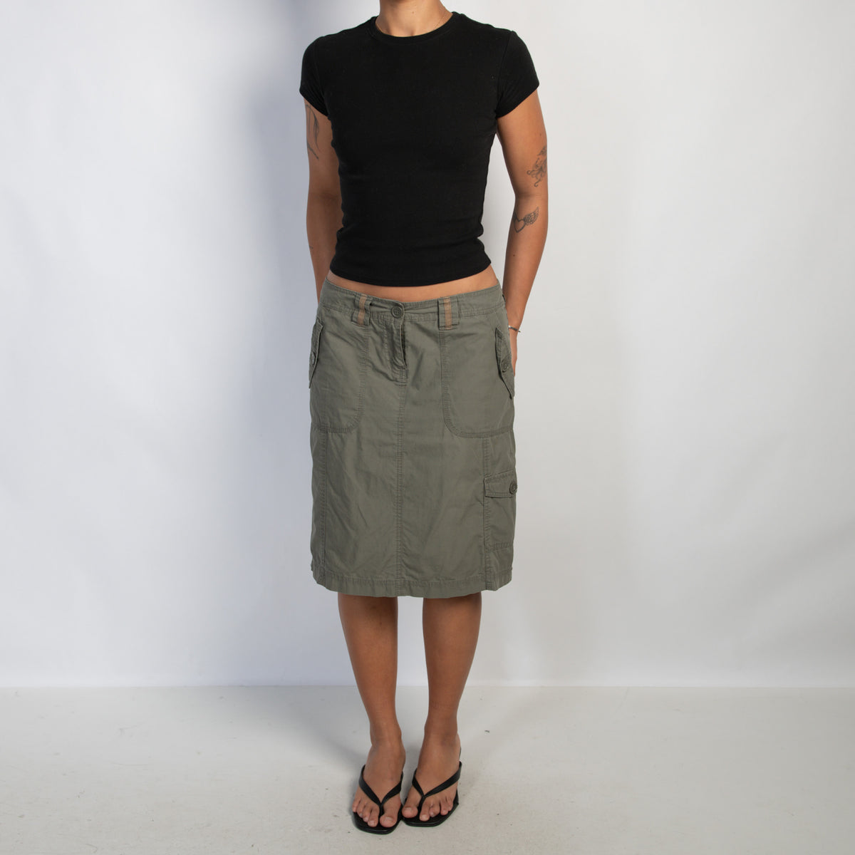 KHAKI CARGO SKIRT