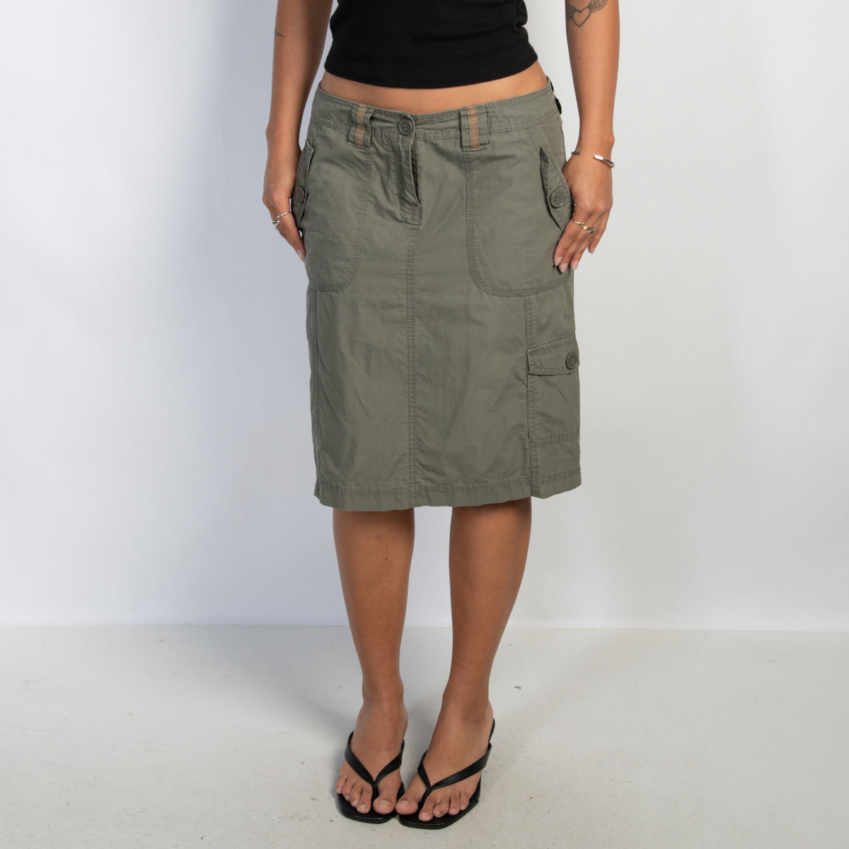KHAKI CARGO SKIRT