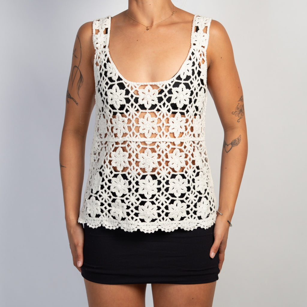 CREAM CROCHET TOP