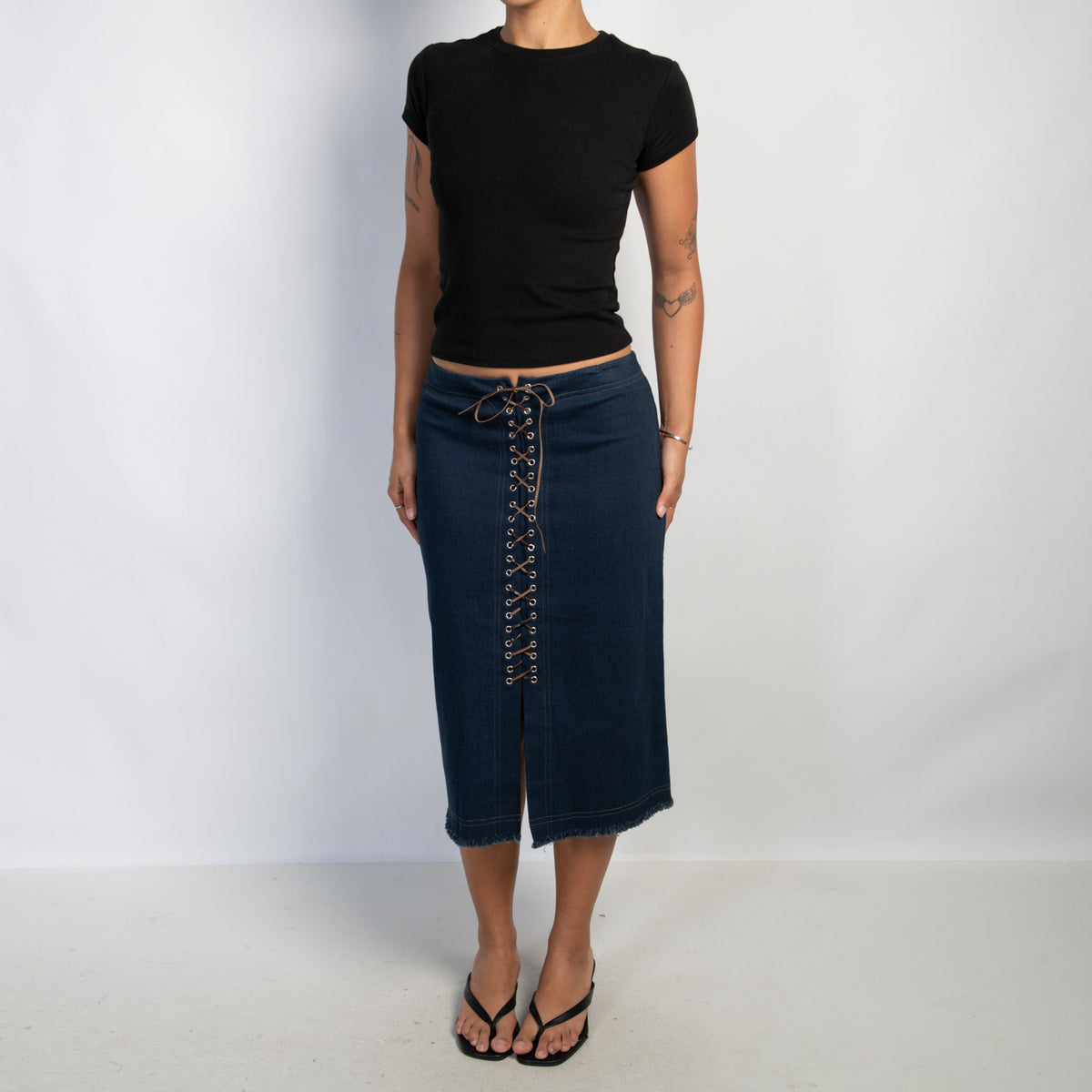 LACE UP MIDI SKIRT