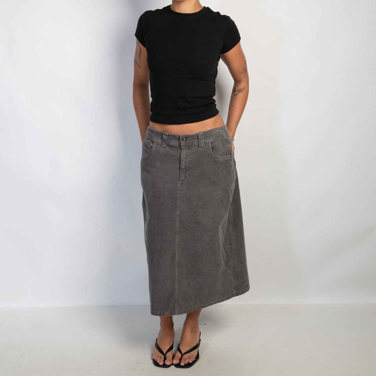 GREY CORDUROY SKIRT