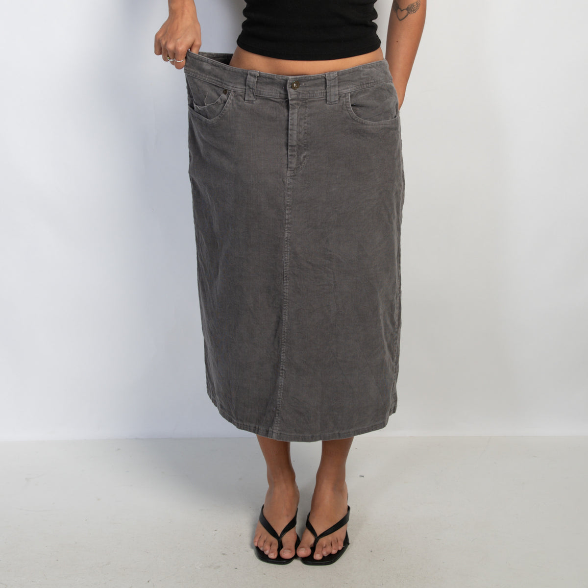 GREY CORDUROY SKIRT