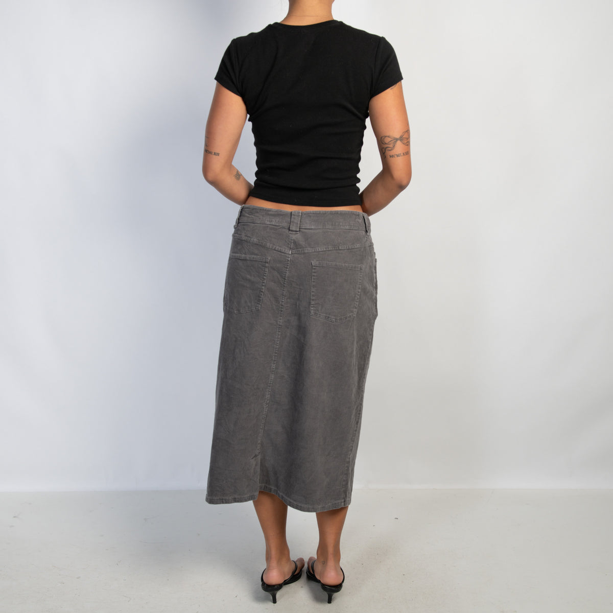 GREY CORDUROY SKIRT