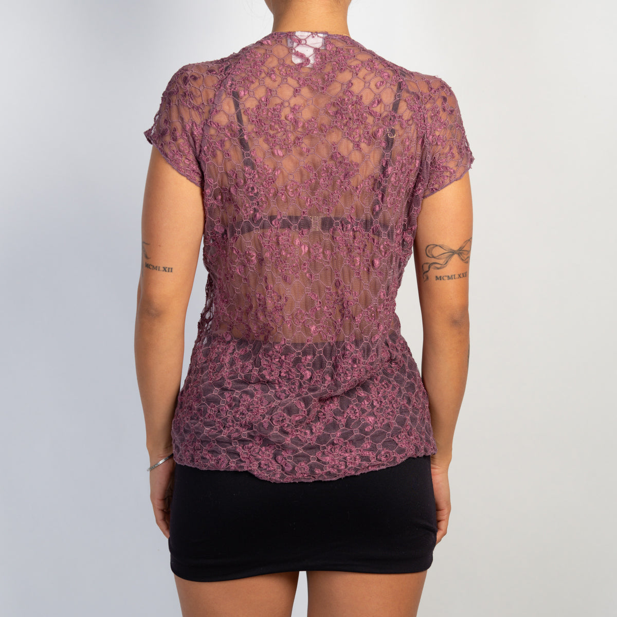 PURPLE LACE TIE TOP