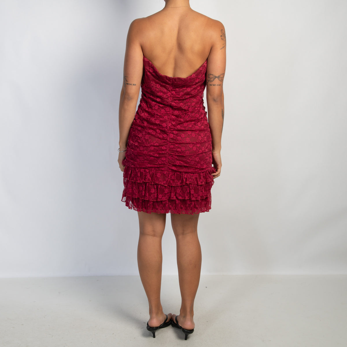 RED LACE MINI DRESS
