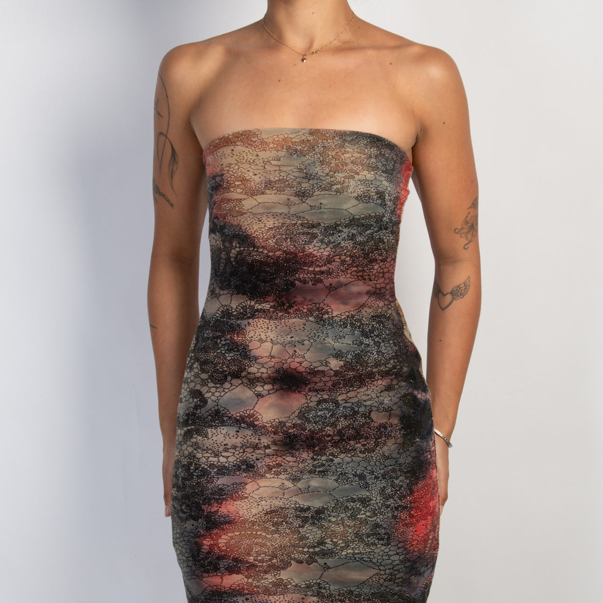 STRAPLESS PATTERN DRESS