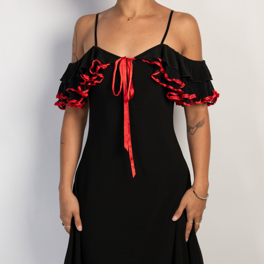 RED TRIM SWING DRESS