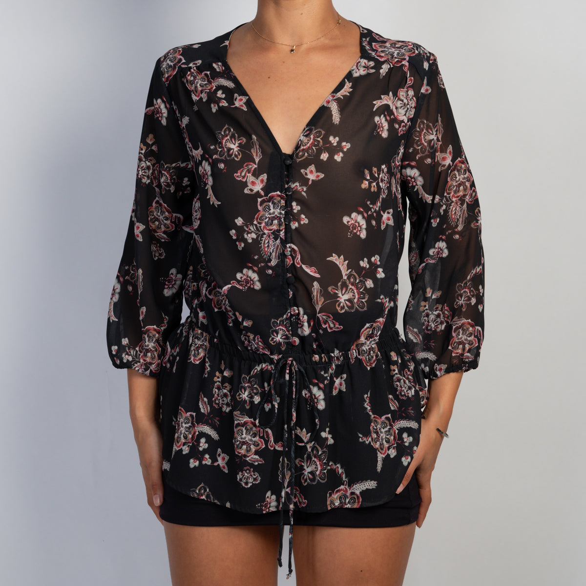 SHEER FLORAL BLOUSE