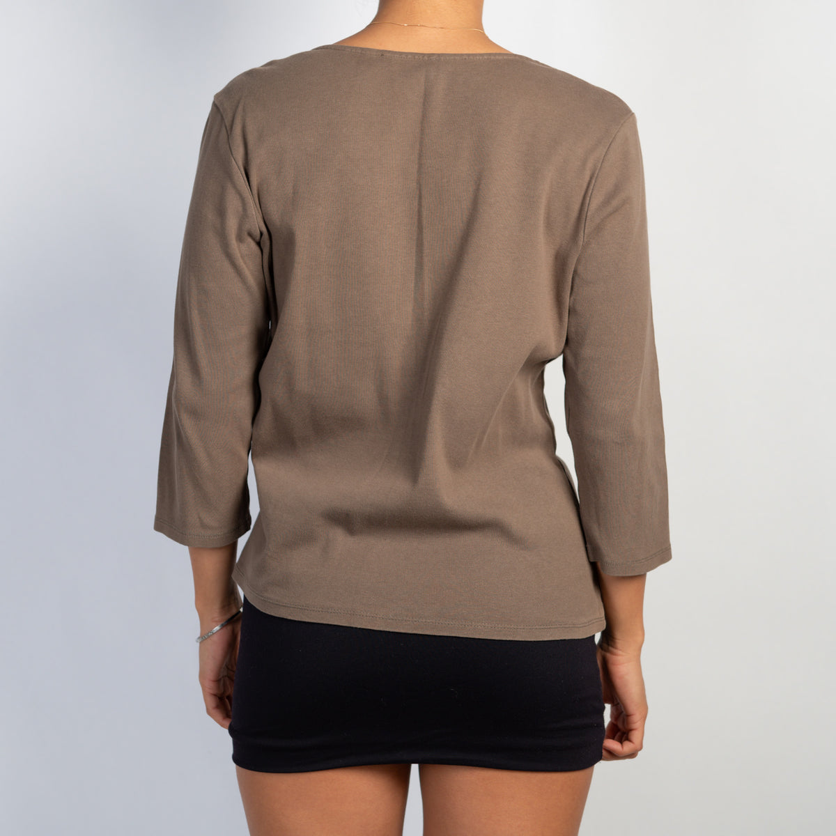 BROWN 3/4 SLEEVE TOP