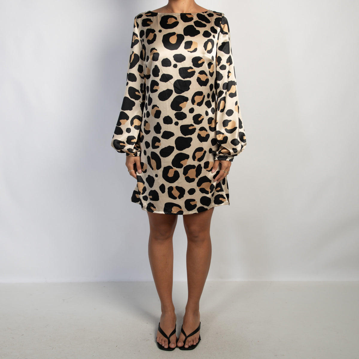 ANIMAL PRINT SATIN DRESS