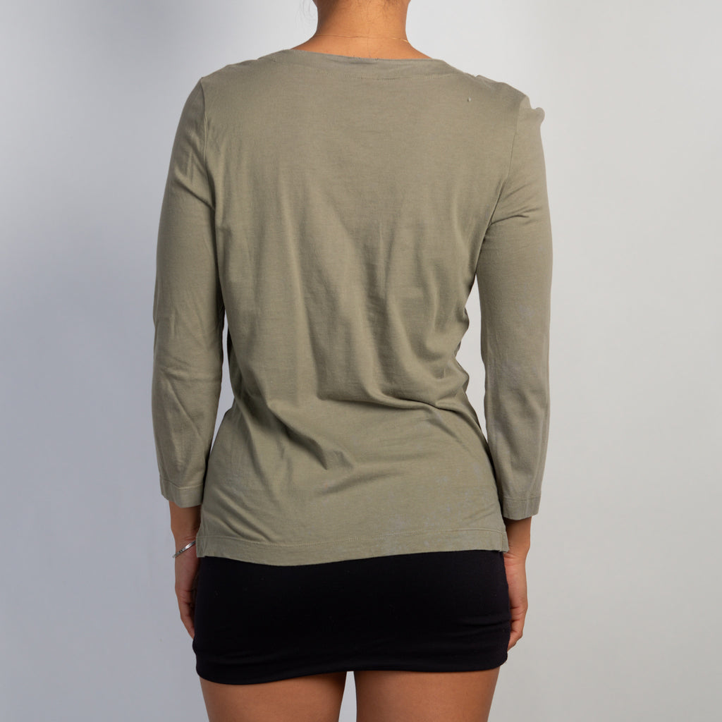 KHAKI 3/4 SLEEVE TOP