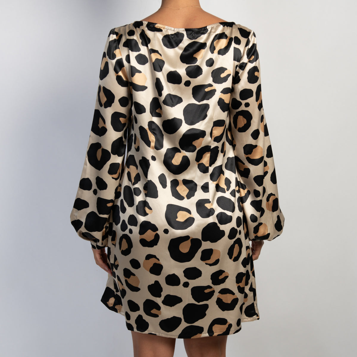 ANIMAL PRINT SATIN DRESS